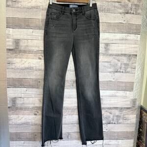 Democracy Ab Solution Women's Size 2 Boot Cut Raw Hem Jeans Blue Stretch Denim